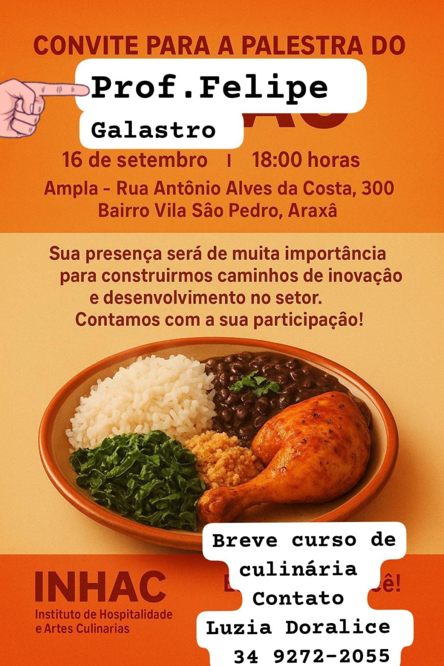 Palestra sobre o Curso Técnico de Gastronomia do INHAC em Araxá