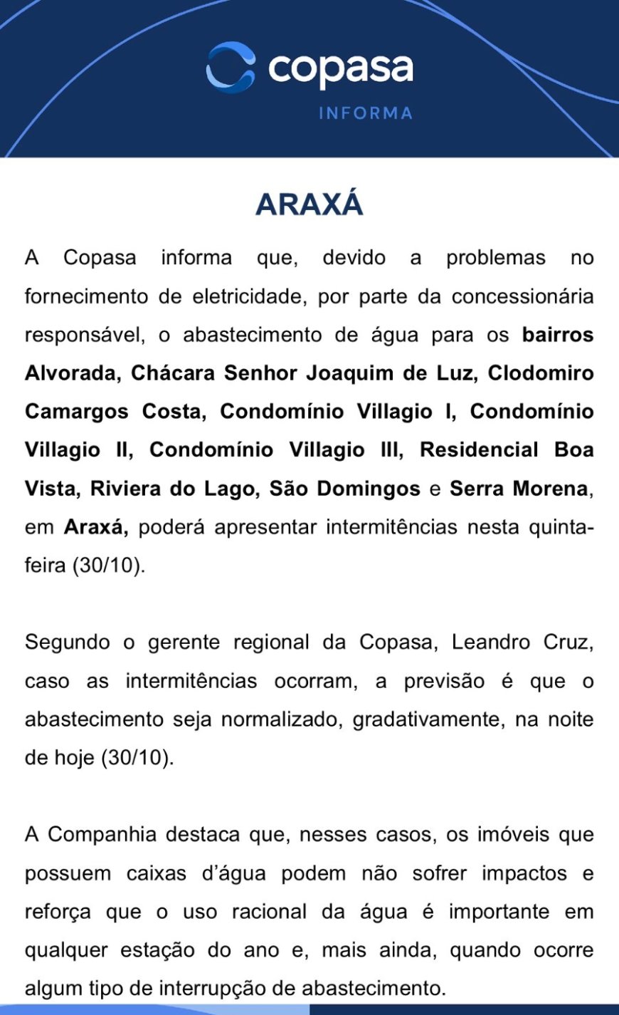 Copasa Informa: