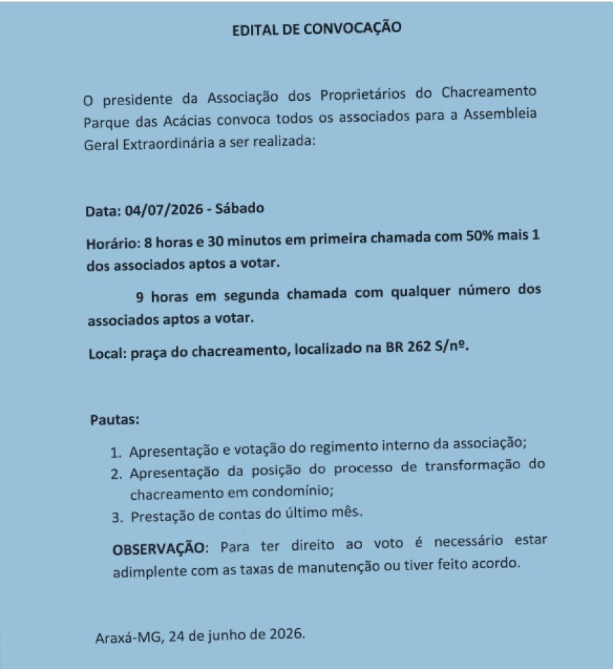 EDITAL DE CONVOCAÇÃO: